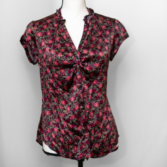 Express Floral Button Down Silk Blouse Medium Vintage Y2K Express Design Studio - Picture 3 of 7
